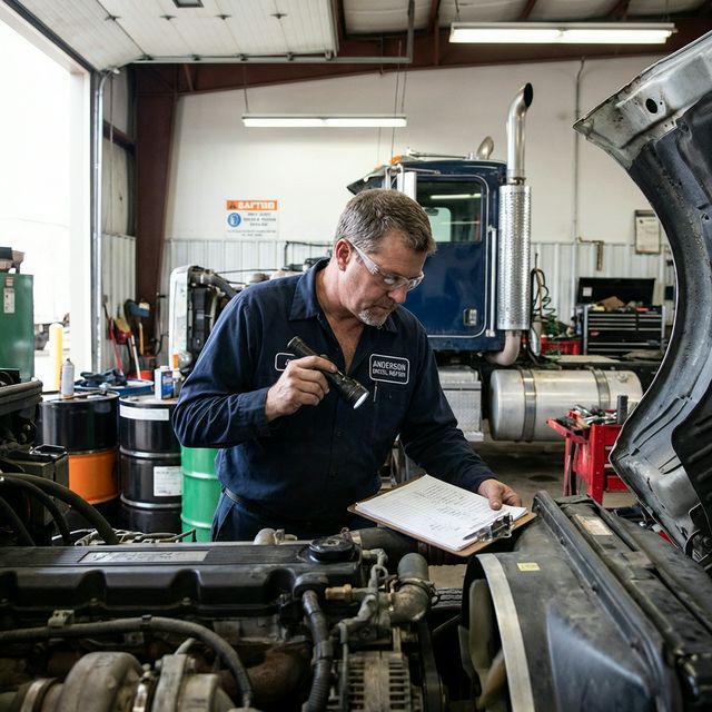 Mécanicien inspectant un véhicule - Trans-Carrefour